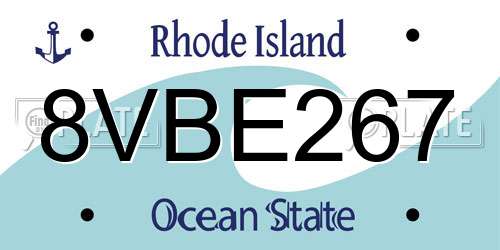 8VBE267 Rhode Island License Plate