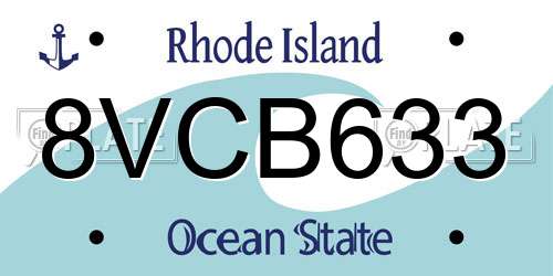 8VCB633 Rhode Island License Plate