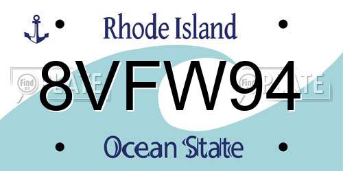8VFW94 Rhode Island License Plate