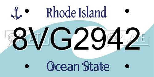 8VG2942 Rhode Island License Plate