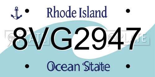 8VG2947 Rhode Island License Plate