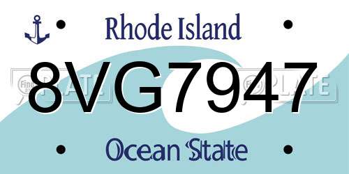 8VG7947 Rhode Island License Plate