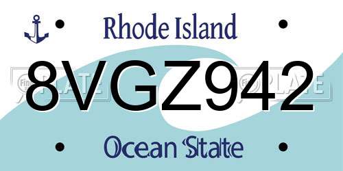 8VGZ942 Rhode Island License Plate