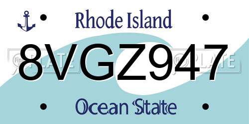 8VGZ947 Rhode Island License Plate