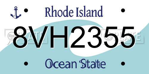 8VH2355 Rhode Island License Plate