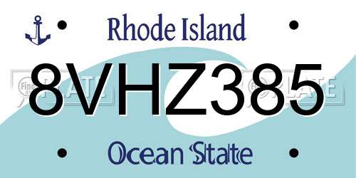 8VHZ385 Rhode Island License Plate