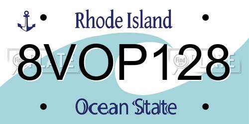 8VOP128 Rhode Island License Plate