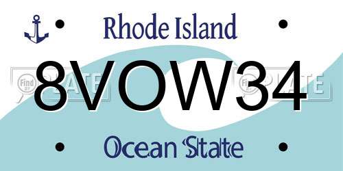 8VOW34 Rhode Island License Plate