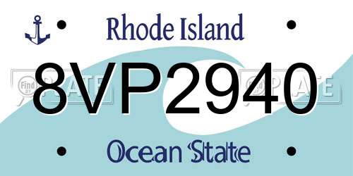 8VP2940 Rhode Island License Plate