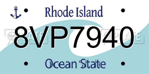 8VP7940 Rhode Island License Plate