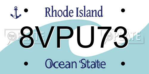 8VPU73 Rhode Island License Plate