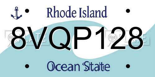 8VQP128 Rhode Island License Plate