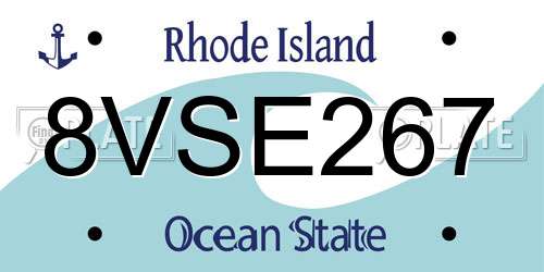 8VSE267 Rhode Island License Plate