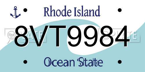 8VT9984 Rhode Island License Plate