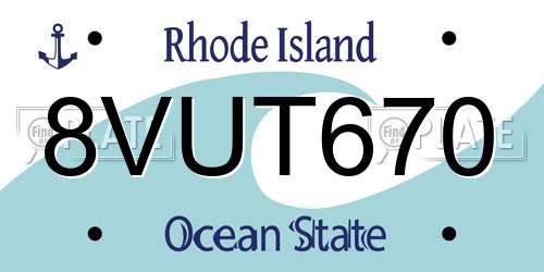 8VUT670 Rhode Island License Plate