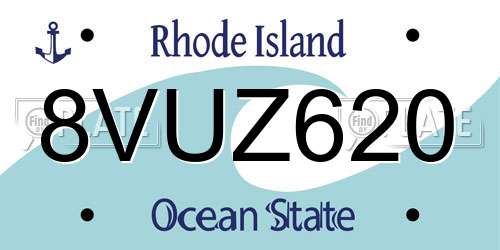 8VUZ620 Rhode Island License Plate