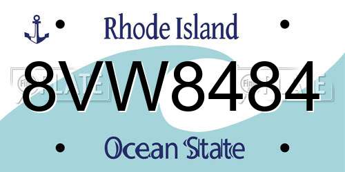 8VW8484 Rhode Island License Plate