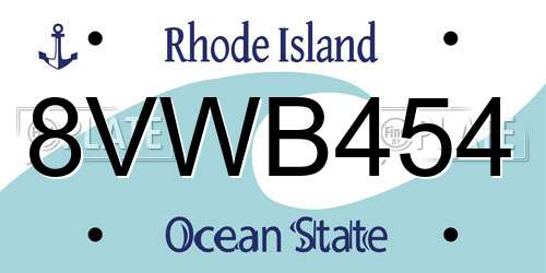 8VWB454 Rhode Island License Plate