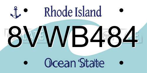 8VWB484 Rhode Island License Plate
