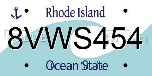 8VWS454 Rhode Island License Plate