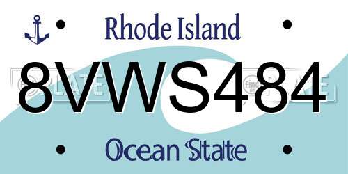 8VWS484 Rhode Island License Plate