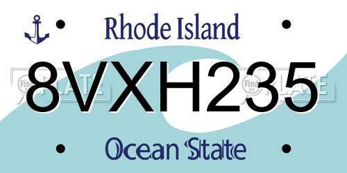 8VXH235 Rhode Island License Plate