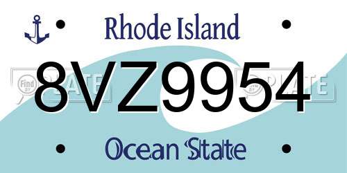 8VZ9954 Rhode Island License Plate