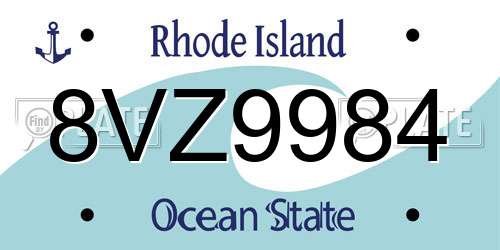 8VZ9984 Rhode Island License Plate