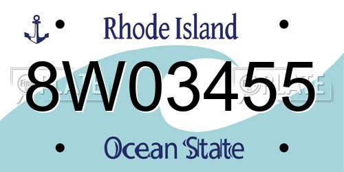 8W03455 Rhode Island License Plate