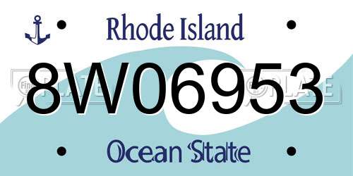 8W06953 Rhode Island License Plate
