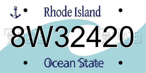 8W32420 Rhode Island License Plate