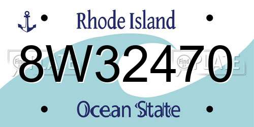 8W32470 Rhode Island License Plate