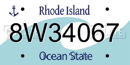 8W34067 Rhode Island License Plate