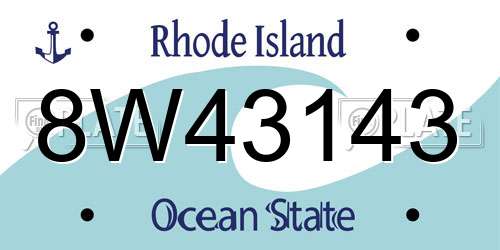 8W43143 Rhode Island License Plate