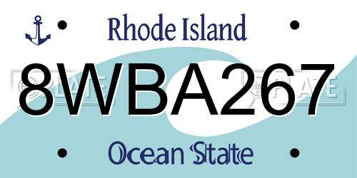8WBA267 Rhode Island License Plate