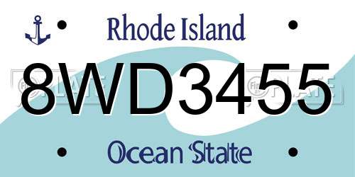 8WD3455 Rhode Island License Plate
