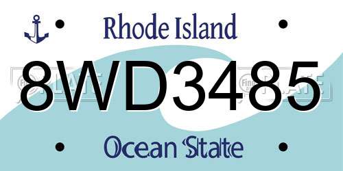8WD3485 Rhode Island License Plate