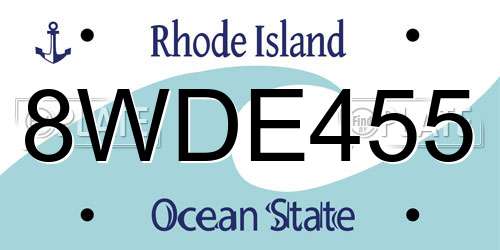 8WDE455 Rhode Island License Plate