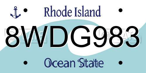 8WDG983 Rhode Island License Plate