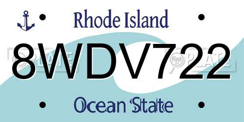 8WDV722 Rhode Island License Plate