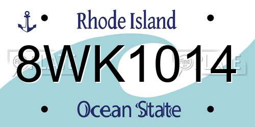 8WK1014 Rhode Island License Plate