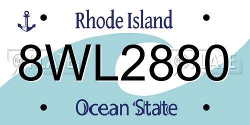 8WL2880 Rhode Island License Plate