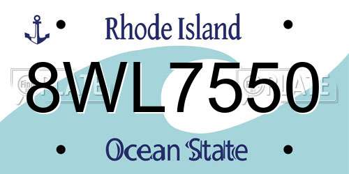 8WL7550 Rhode Island License Plate