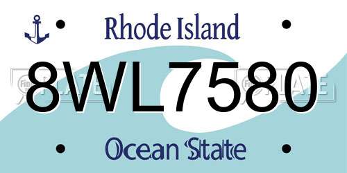 8WL7580 Rhode Island License Plate