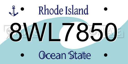 8WL7850 Rhode Island License Plate