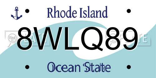 8WLQ89 Rhode Island License Plate