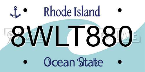 8WLT880 Rhode Island License Plate