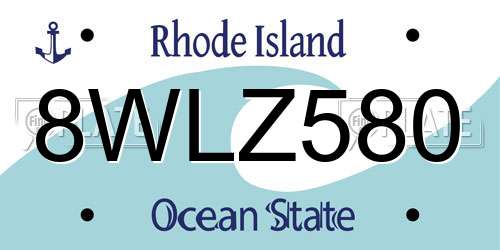 8WLZ580 Rhode Island License Plate