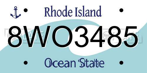 8WO3485 Rhode Island License Plate