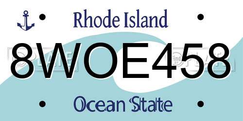 8WOE458 Rhode Island License Plate